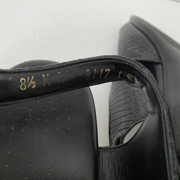 SAS San Antonio Shoemakers Black Leather Croc Embossed Suntimer Sandals Size 8.5 - Picture 3 of 10